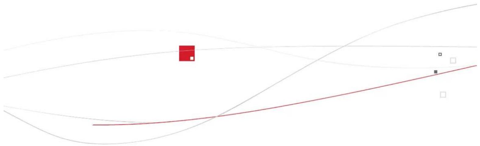 Abstract diagram with curved lines, a red square marker, and scattered white squares (no text or symbols)