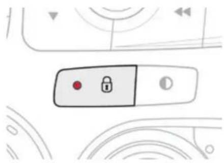 Diagram showing a lock icon inside a device panel with control buttons, surrounded by abstract curved lines (no text or symbols)