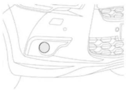 Line drawing of a car's front and side panels showing engine, dashboard, and grille (no text or symbols)