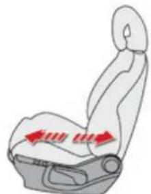 Illustration of a car seat with red arrows indicating direction (no text or symbols)