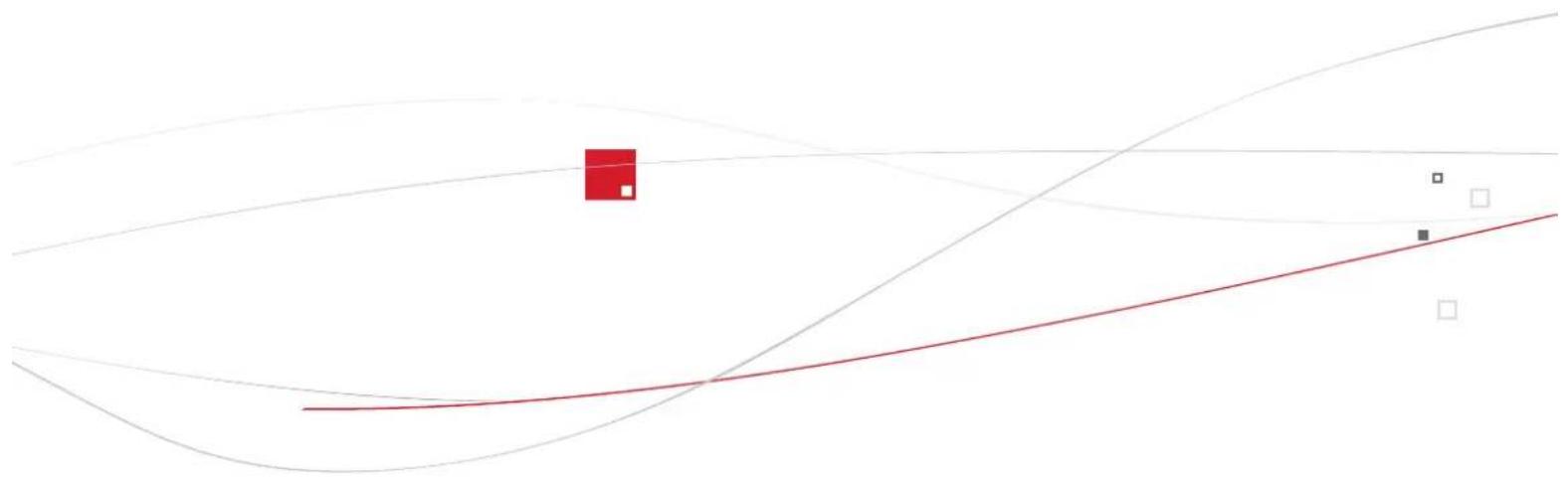 Abstract diagram with curved lines, a red square marker, and scattered white squares (no text or symbols)