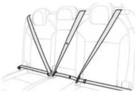 Line drawing of a car seatbelt frame with four vertical supports (no text or symbols)