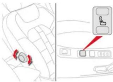 Diagram showing car seatbelt switch and finger pressing on dashboard panel with red indicator finger pointing to the button