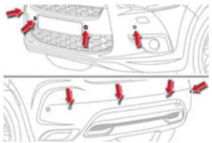 Diagram showing vehicle interior with red arrows indicating directional changes or movement, likely illustrating vehicle dynamics or safety changes.