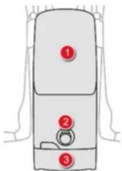 Diagram of a device with numbered components, likely for labeling or assembly reference.