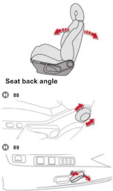 Seat back angle 88 89