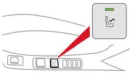 Diagram showing a device with labeled buttons and a red triangular pointer indicating action or status