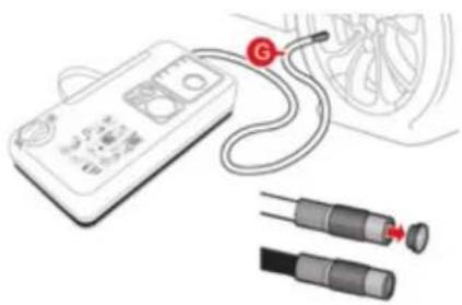 Medical device diagram showing a test tube connected to two medical sensors with labeled probe and catheter