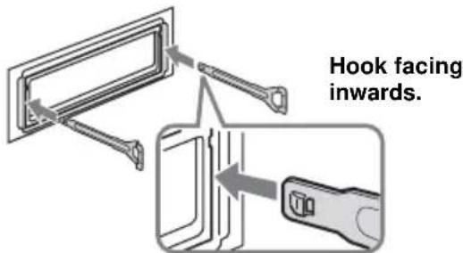 Hook facing inwards.
