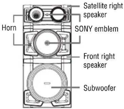 Horn Satellite right speaker SONY emblem Front right speaker Subwoofer