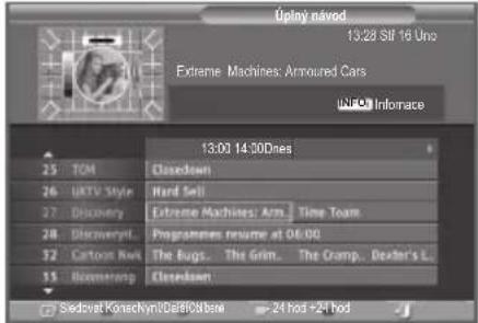Uplyný návod 13:28 SII 16 Uno Extreme Machines: Armoured Cars INFO: Informace 13:00 14:30Dnes 25 TOM Closedown 26 UDTV Style Hard Sell 27 Discovery Extreme Machines: Arm Time Toam 28 Discovery Programmes resume at 04:00 32 Carton Res The Bugs. The Grin. The Cramp. Dexter's L. 35 HomeMamp Closedown Sedovat Koneckynl/Baill/Cabow 24 hod +24 hod