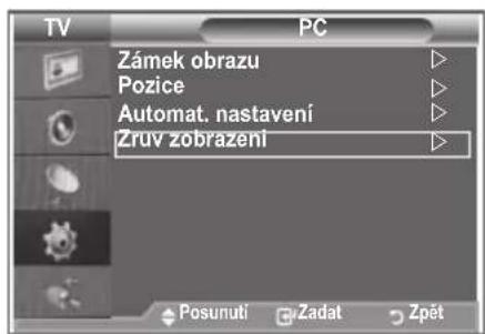 TV Zámek obrazu Pozice Automat. nastavení Zruv zobrazení Posunuti Zadat Zpět
