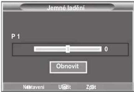 Jemné ladění P 1 0 Obnovit Něstavení Učžit Zpít