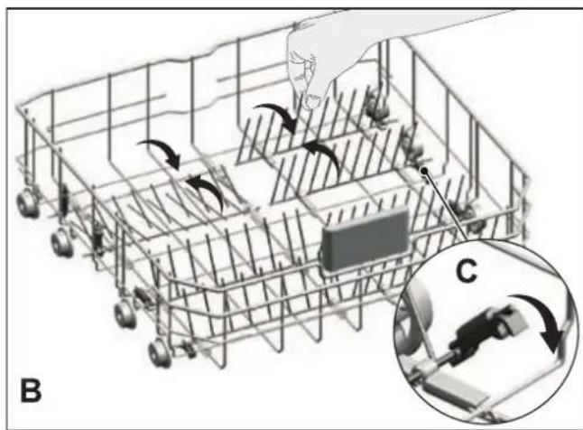 Euromaid EDW14W - Collapsible lower basket tines - 2