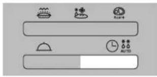 Weather and weather icons including moon, snow, and alarm clock with partial text 'AUTED'