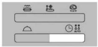 Control panel interface with icons for battery, alarm, and timer settings