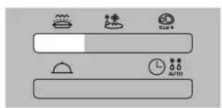 Weather interface icons showing household, kitchen, and alarm clock with time and weather symbols