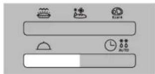 Weather interface icons including moon, snow, and alarm clock with time and weather symbols