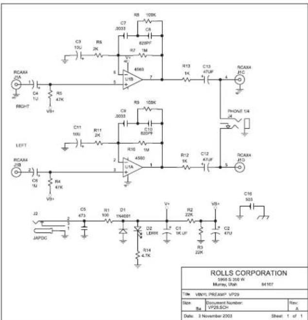 RCAX4 1A 1 C4 1U R5 47K V8+ RIGHT LEFT RCAX4 2B 2 C6 1U R4 47K V8+ J2 JAPDC C5 473 R1 100 D1 1N4001 D2 LDBR V+ R2 22K C1 1K UF R3 22K C2 47U C16 503 RCAX4 1C 4 C13 47UF PhONF 14 24 RCAX4 J10 5 C12 47UF R13 1K C13 47UF 7 R9 108K C9 .0033 C10 820P# R10 1M R12 1K C12 47UF 8560 L1A 1 R13 1K C13 47UF 7 R600 U1B 6 R5 2K C7 .0033 C8 620PF# R7 1M R8 108K C8033 C8033 C8033 C8033 C8033 C8033 C8033 C8033 C8033