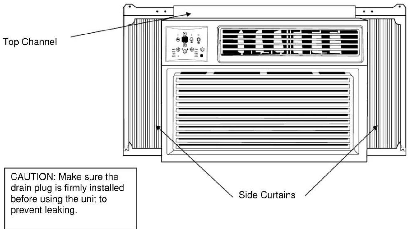 Top Channel CAUTION: Make sure the drain plug is firmly installed before using the unit to prevent leaking. Side Curtains