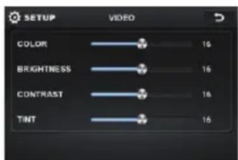 SETUP VIDEO COLOR 16 BRIGHTNESS 16 CONTRAST 16 TINT 16