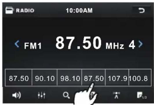 RADIO 10:00AM FM1 87.50 MHz 4 > 87.50 90.10 98.10 87.50 107.9 100.8