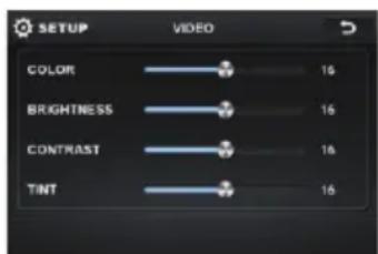 SETUP VIDEO COLOR 16 BRIGHTNESS 16 CONTRAST 16 TINT 16