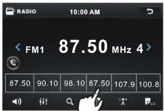 RADIO 10:00 AM FM1 87.50 MHz 4 > 87.50 90.10 98.10 87.50 107.9 100.8