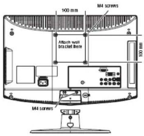 100 mm M4 screws Attach wall bracket here 100 mm M4 screws
