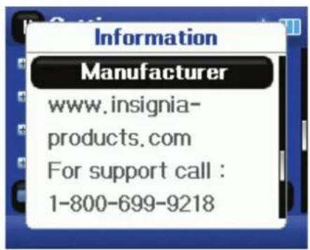 Information Manufacturer www.insignia- products.com For support call : 1-800-699-9218