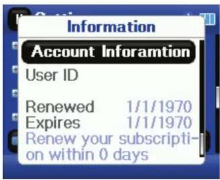 Information Account Information User ID Renewed 1/1/1970 Expires 1/1/1970 Renew your subscripti- on within 0 days