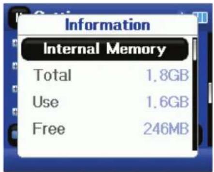 Information Internal Memory Total 1.8GB Use 1.6GB Free 246MB