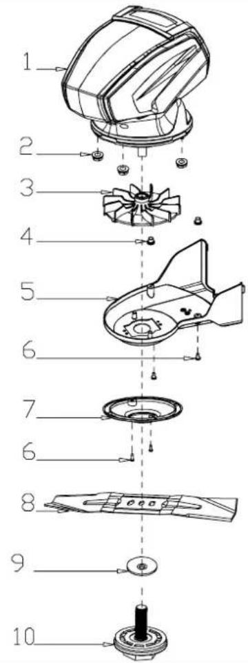 Exploded view diagram of a mechanical device with numbered parts for identification