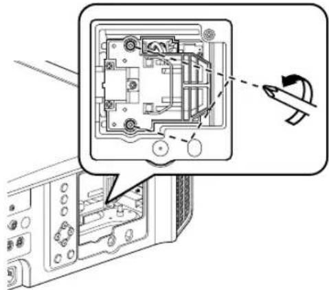 Diagram showing internal components of a device with an arrow indicating rotation or assembly, highlighting a specific area.