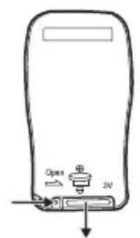 Diagram of a device with labeled ports and directional arrows indicating movement or flow