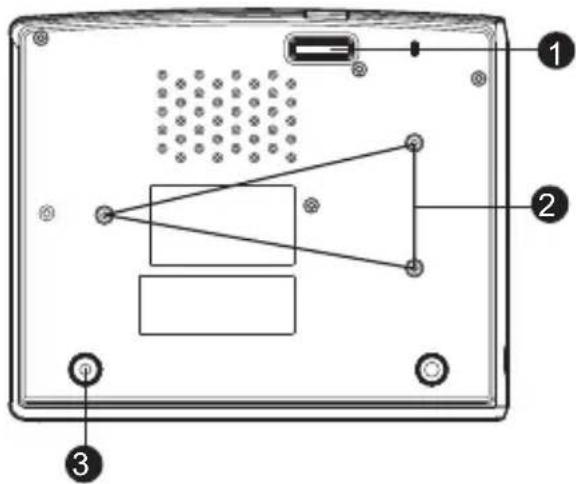 Diagram of a device rear panel with labeled components and internal layout, showing ports, connectors, and display areas.