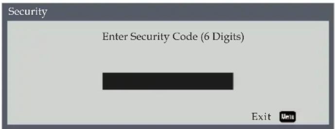 Security Enter Security Code (6 Digits) Exit Men