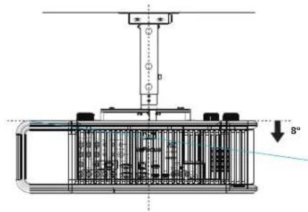 Technical diagram of a mechanical assembly with labeled components and an 8° angle indicator