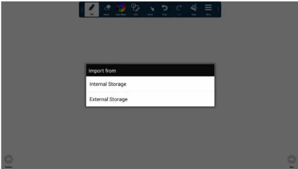 Import from Internal Storage External Storage