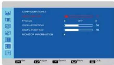 CONFIGURATION 2 FREEZE OFF GSD H-POSITION 0 50 GSD V-POSITION 0 50 MONITOR INFORMATION