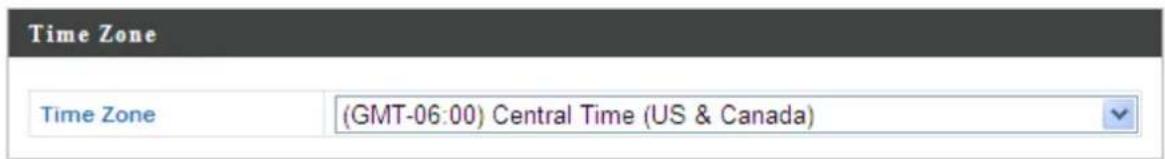 Time Zone Time Zone (GMT-06:00) Central Time (US & Canada)