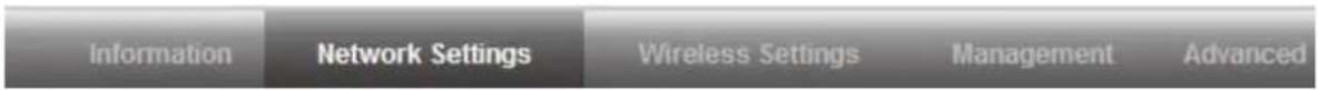 Information Network Settings Wireless Settings Management Advanced