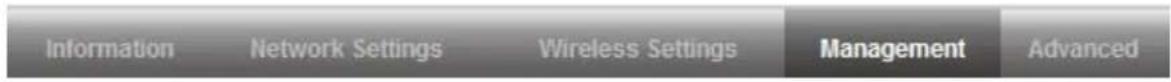 Information Network Settings Wireless Settings Management Advanced
