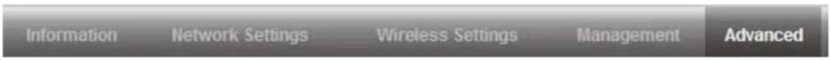 Information Network Settings Wireless Settings Management Advanced