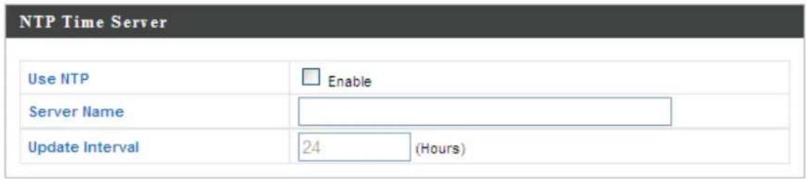 NTP Time Server Use NTP Enable Server Name Update Interval 24 (Hours)