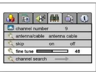 channel number 9 antenna/cable antenna cable skip on off fine tune 48 channel search →