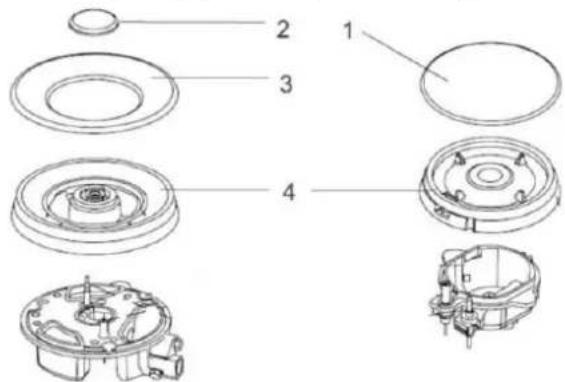 Exploded view diagram of a mechanical assembly with numbered parts for identification