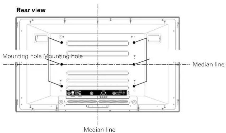 Rear view Mounting hole Mounting hole Median line Median line