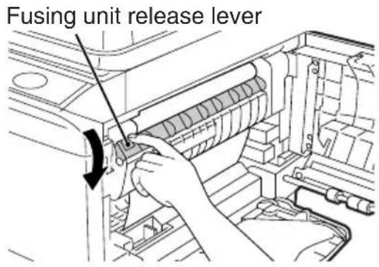 Fusing unit release lever