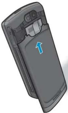 3D rendering of a mobile phone casing with an arrow pointing to the front panel (no text or symbols visible)